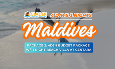 MALDIVES PACKAGE 2: 4D3N BEACH VILLA AT CENTRA + FREE ADVENTURE TOUR